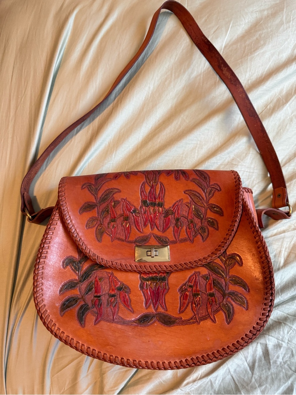 Vintage tooled leather purse